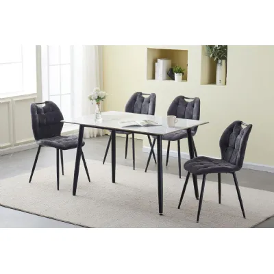 White Sintered Stone Top 1.2m Dining Table with Metal Legs