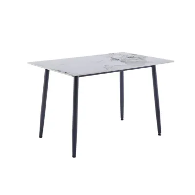 White Sintered Stone Top 1.6m Large Dining Table Black Legs