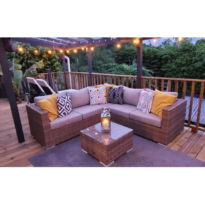 Colleen Luxury Brown Rattan Compact Corner Set