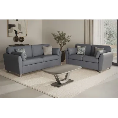 Blue Fabric 3 Seater Standard Back Sofa with Scatter Cushions