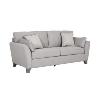 Light Grey Fabric Upholstered 3 Seater Sofa and Limed Oak Legs