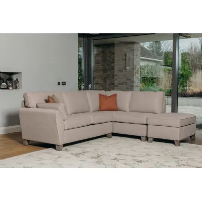 Biscuit Fabric RHF Corner Group Sofa L Shaped