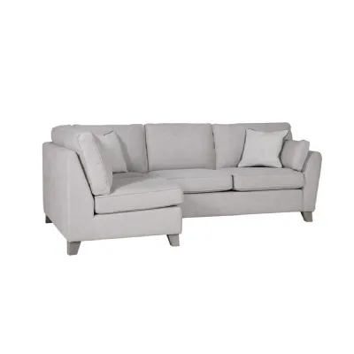 Light Grey Linen Fabric Upholstered Left Hand Facing Corner Sofa