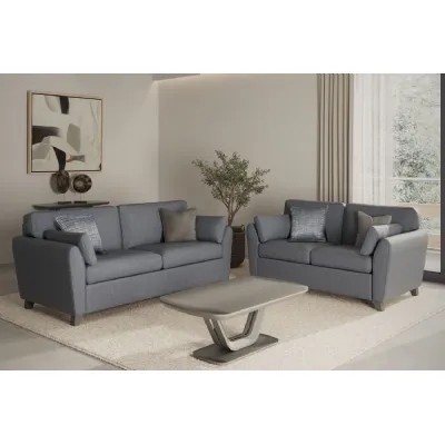 Blue Fabric 3 Seater Compact Sofa Bed Limed Oak Legs