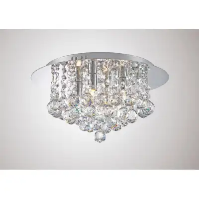 Dahlia Flush Ceiling, 350mm Round, 4 Light G9 Polished Chrome Crystal