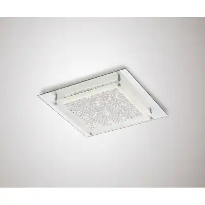 Gina Flush Ceiling, 360mm Square, 18W 1440lm LED 4000K Polished Chrome Crystal