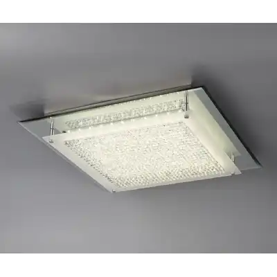 Gina Flush Ceiling, 500mm Square, 24W 1900lm LED 4000K Polished Chrome Crystal