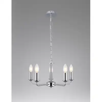 Banyan 5 Light Multi Arm Pendant Without Shade, c w 1.5m Chain, E14 Polished Chrome