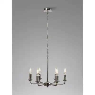 Banyan 6 Light Multi Arm Pendant Semi Flush Without Shade, c w 1.5m Chain, E14 Polished Nickel