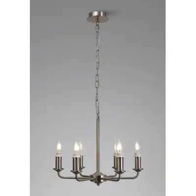 Banyan 6 Light Multi Arm Pendant Semi Flush Without Shade, c w 1.5m Chain, E14 Satin Nickel