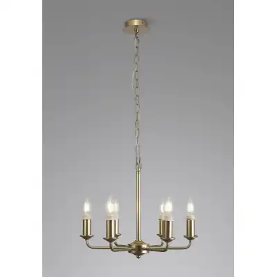Banyan 6 Light Multi Arm Pendant Semi Flush Without Shade, c w 1.5m Chain, E14 Painted Champagne Gold