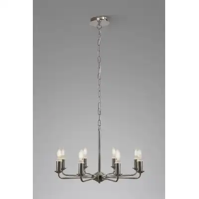 Banyan 8 Light Multi Arm Pendant Semi Flush Without Shade, c w 1.5m Chain, E14 Polished Nickel