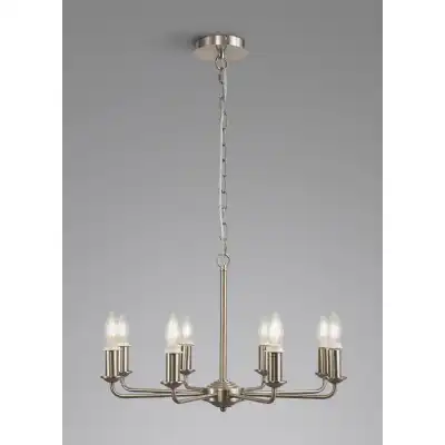 Banyan 8 Light Multi Arm Pendant Semi Flush Without Shade, c w 1.5m Chain, E14 Satin Nickel