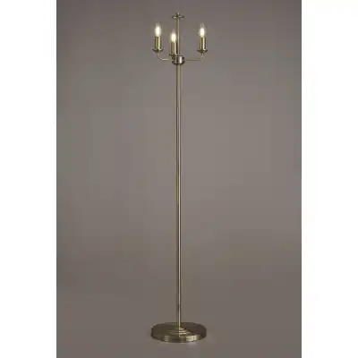 Banyan 3 Light Switched Floor Lamp Without Shade, E14 Antique Brass
