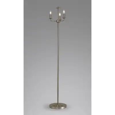 Banyan 3 Light Switched Floor Lamp Without Shade, E14 Satin Nickel