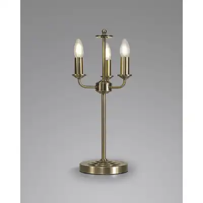 Banyan 3 Light Switched Table Lamp Without Shade, E14 Antique Brass
