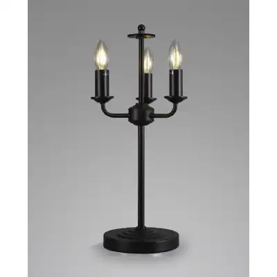 Banyan 3 Light Switched Table Lamp Without Shade, E14 Matt Black