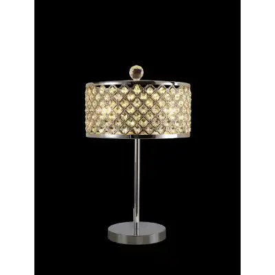 Sasha 2 Light E14, Table Lamp, Polished Chrome With Crystal Glass And Opal Glass Diffuser