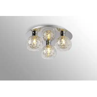 Talia Flush Ceiling Round, 3 Light G9, Polished Chrome Silver Clear Glass