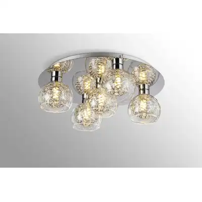 Talia Flush Ceiling Round, 5 Light G9, Polished Chrome Silver Clear Glass