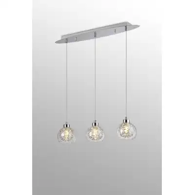 Talia Pendant Linear, 3 Light G9, Polished Chrome Silver Clear Glass