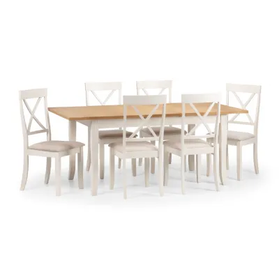 Ivory Painted Rubberwood Dining Chair with Faux Suede Seat