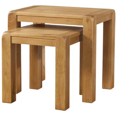 White Oak Waxed Curved Nest of 2 Tables