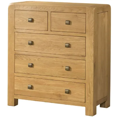 White Waxed Oak 2 Over 3 Chest of Drawers