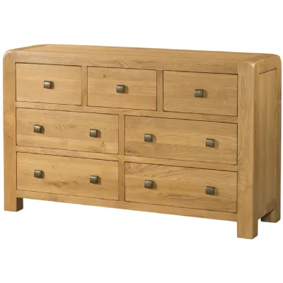 White Oak 3 Over 4 Rounded Chest of Drawers Wax Finish