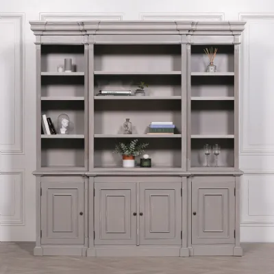 Distressed Mahogany Large Bookcase Display Cabinet