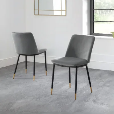 Set Of 2 Delaunay Dining Chairs Grey