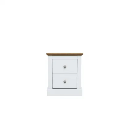 White 2 Drawer Bedside Chest with Oak Top