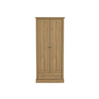 Traditional Oak Effect 2 Door 1 Drawer Wardrobe with Hanging Rail