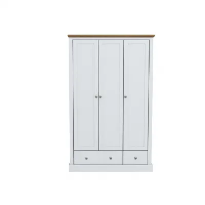 Modern White 3 Door 2 Drawer Triple Wardrobe