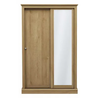 Oak Effect 2 Door Double Sliding Wardrobe with Full Length Mirror