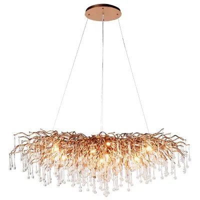 Large Gold Glass Droplet Branch Twig Chandelier Ceiling Light 150 x 70cm
