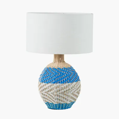 Brera Rattan Small Table Lamp Cobalt