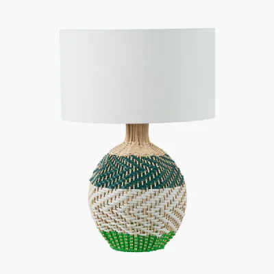 Brera Rattan Small Table Lamp Emerald