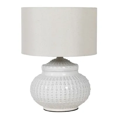 Cream Dimple Table Lamp with Linen Shade