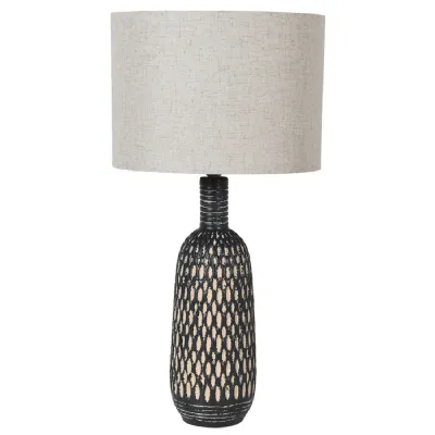 Black and White Ceramic Table Lamp with Linen Shade