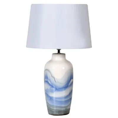 H. Painted Wave Lamp With Shd