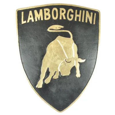 Large Black and Gold Bull Emblem Lamborghini Wall Plaque
