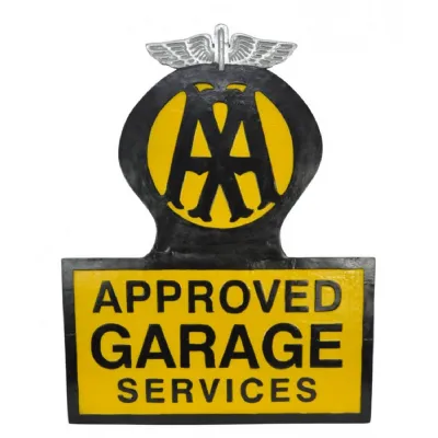Large Yellow and Black AA Approved Garage Wall Plaque with Winged Emblem