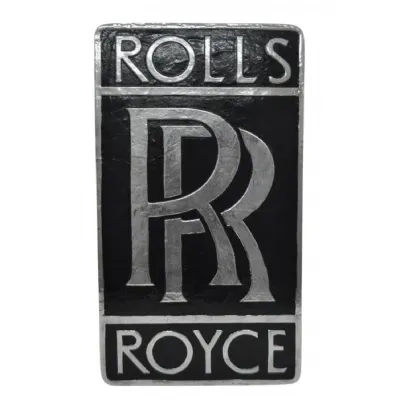 Silver and Black Aluminium Finish Large Rolls Royce Wall Plaque