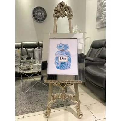 Dior Rose Blue Design Perfume Bottle Wall Art Mirror Frame