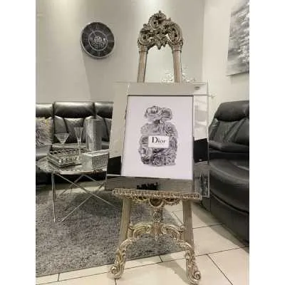 Dior Rose Grey Design Perfume Bottle Wall Art Mirror Frame