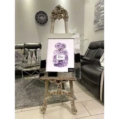 Dior Rose Lilac Design Perfume Bottle Wall Art Mirror Frame