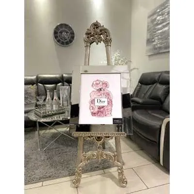 Dior Rose Pink Design Perfume Bottle Wall Art Mirror Frame