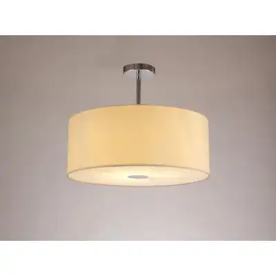 Baymont Polished Chrome 1 Light E27 Semi Flush c w 500mm Faux Silk Shade, Ivory Pearl White Laminate c w 500mm Frosted PC Acrylic Diffuser