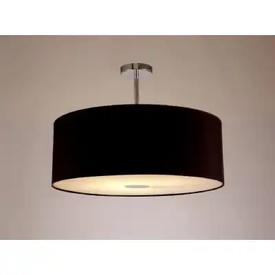 Baymont Polished Chrome 1 Light E27 Semi Flush c w 600mm Dual Faux Silk Shade, Black Green Olive c w 600mm Frosted PC Acrylic Diffuser